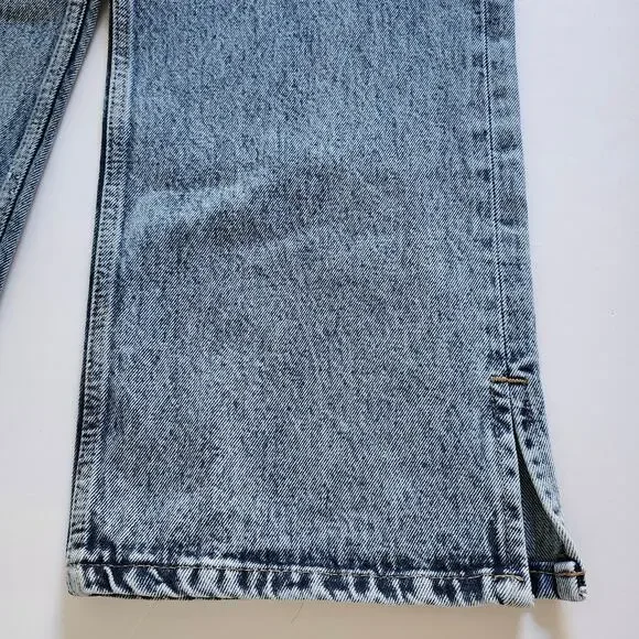 Piral Cross Button Straight Leg Blue Distressed Jeans Size Medium - Picture 8 of 11